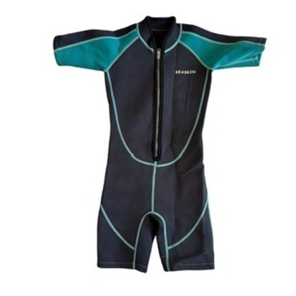 Seaskin Wetsuit Black Teal Neoprene Thermal Swimsuit Kids 4T